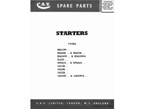 Axial Starter Motor Parts Manual
