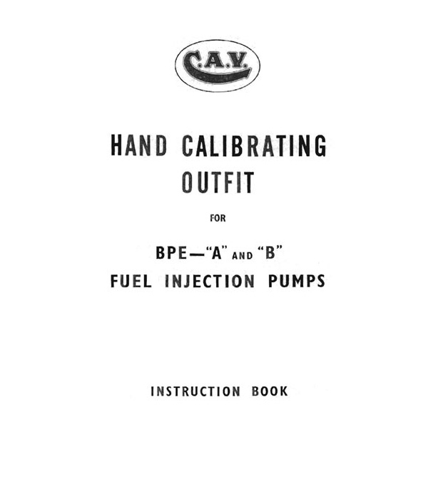 BPE Injection Pump Hand Calibration Manual 
