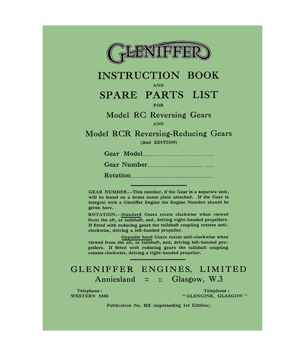 RC & RCR Gearbox parts & instruction manual